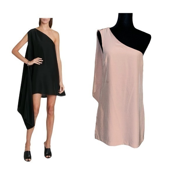 NWT Dainty Hooligan-Salmon Pink One Shoulder Sleeveless Draped Mini Dress Size M - Picture 1 of 9